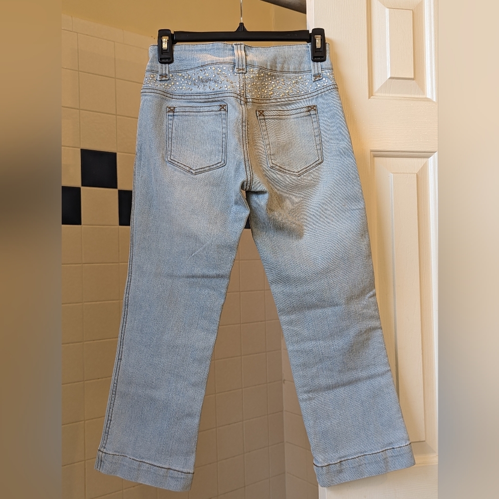 Cache Silver Rhinestone Embellished Capris Jeans Size 0 - Picture 4 of 9